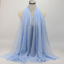 Load image into Gallery viewer, bubble plain scarf/cotton scarf fringes women soft solid hijab popular muffler shawls big pashmina wrap hijab scarves 55 colors
