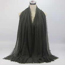 Load image into Gallery viewer, bubble plain scarf/cotton scarf fringes women soft solid hijab popular muffler shawls big pashmina wrap hijab scarves 55 colors