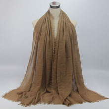 Load image into Gallery viewer, bubble plain scarf/cotton scarf fringes women soft solid hijab popular muffler shawls big pashmina wrap hijab scarves 55 colors