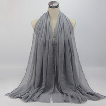 Load image into Gallery viewer, bubble plain scarf/cotton scarf fringes women soft solid hijab popular muffler shawls big pashmina wrap hijab scarves 55 colors