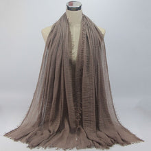 Load image into Gallery viewer, bubble plain scarf/cotton scarf fringes women soft solid hijab popular muffler shawls big pashmina wrap hijab scarves 55 colors