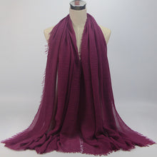 Load image into Gallery viewer, bubble plain scarf/cotton scarf fringes women soft solid hijab popular muffler shawls big pashmina wrap hijab scarves 55 colors
