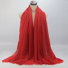 Load image into Gallery viewer, bubble plain scarf/cotton scarf fringes women soft solid hijab popular muffler shawls big pashmina wrap hijab scarves 55 colors