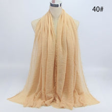 Load image into Gallery viewer, bubble plain scarf/cotton scarf fringes women soft solid hijab popular muffler shawls big pashmina wrap hijab scarves 55 colors