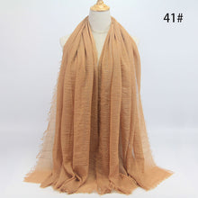 Load image into Gallery viewer, bubble plain scarf/cotton scarf fringes women soft solid hijab popular muffler shawls big pashmina wrap hijab scarves 55 colors