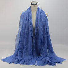 Load image into Gallery viewer, bubble plain scarf/cotton scarf fringes women soft solid hijab popular muffler shawls big pashmina wrap hijab scarves 55 colors
