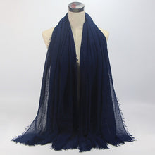 Load image into Gallery viewer, bubble plain scarf/cotton scarf fringes women soft solid hijab popular muffler shawls big pashmina wrap hijab scarves 55 colors