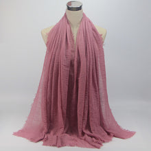 Load image into Gallery viewer, bubble plain scarf/cotton scarf fringes women soft solid hijab popular muffler shawls big pashmina wrap hijab scarves 55 colors