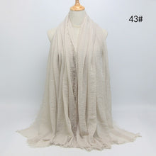 Load image into Gallery viewer, bubble plain scarf/cotton scarf fringes women soft solid hijab popular muffler shawls big pashmina wrap hijab scarves 55 colors