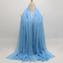 Load image into Gallery viewer, bubble plain scarf/cotton scarf fringes women soft solid hijab popular muffler shawls big pashmina wrap hijab scarves 55 colors