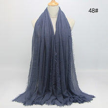 Load image into Gallery viewer, bubble plain scarf/cotton scarf fringes women soft solid hijab popular muffler shawls big pashmina wrap hijab scarves 55 colors