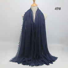 Load image into Gallery viewer, bubble plain scarf/cotton scarf fringes women soft solid hijab popular muffler shawls big pashmina wrap hijab scarves 55 colors