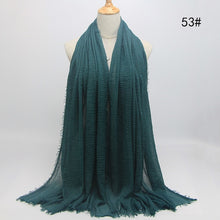 Load image into Gallery viewer, bubble plain scarf/cotton scarf fringes women soft solid hijab popular muffler shawls big pashmina wrap hijab scarves 55 colors