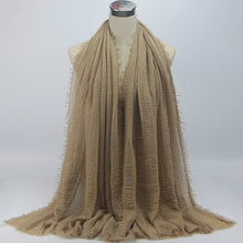 Load image into Gallery viewer, bubble plain scarf/cotton scarf fringes women soft solid hijab popular muffler shawls big pashmina wrap hijab scarves 55 colors
