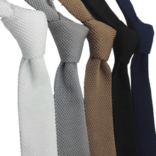Load image into Gallery viewer, HUISHI Slim fashion Knitted ties for men 5.5 cm solid Black White Gray Blue Burgundy Knitted tie