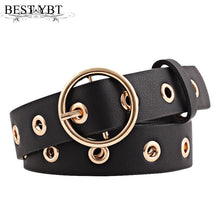 Load image into Gallery viewer, Best YBT Women leather belt  Round Metal pin buckle Circle Belts Hot Brand fashion Punk O Ring for Women belt