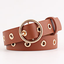 Load image into Gallery viewer, Best YBT Women leather belt  Round Metal pin buckle Circle Belts Hot Brand fashion Punk O Ring for Women belt