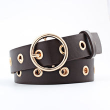 Load image into Gallery viewer, Best YBT Women leather belt  Round Metal pin buckle Circle Belts Hot Brand fashion Punk O Ring for Women belt