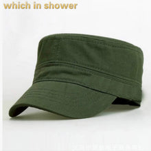 Load image into Gallery viewer, which in shower solid military hat for women men cotton blank army cap adjustable summer flat cap male female snapback sun bone