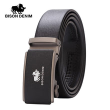 Load image into Gallery viewer, BISON DENIM Men's Genuine Leather Belt Jeans Strap Automatic Buckle Black Belts For Male Gift N71281&amp;N71280