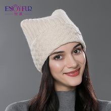 Load image into Gallery viewer, Brand 2018 New Winter Cotton Knitted Caps For Parent-child Lovely Cat Ear Beanies Cute Casual Hats New  Arrivals Gorros