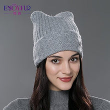 Load image into Gallery viewer, Brand 2018 New Winter Cotton Knitted Caps For Parent-child Lovely Cat Ear Beanies Cute Casual Hats New  Arrivals Gorros
