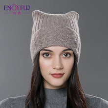 Load image into Gallery viewer, Brand 2018 New Winter Cotton Knitted Caps For Parent-child Lovely Cat Ear Beanies Cute Casual Hats New  Arrivals Gorros