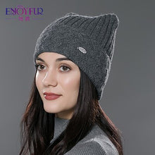 Load image into Gallery viewer, Brand 2018 New Winter Cotton Knitted Caps For Parent-child Lovely Cat Ear Beanies Cute Casual Hats New  Arrivals Gorros