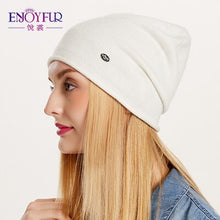 Load image into Gallery viewer, ENJOYFUR Spring Autumn hats for women knitted wool beanies hat 2018 new good quality female hat