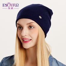 Load image into Gallery viewer, ENJOYFUR Spring Autumn hats for women knitted wool beanies hat 2018 new good quality female hat