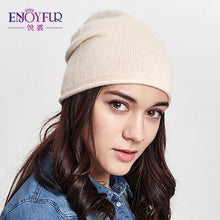 Load image into Gallery viewer, ENJOYFUR Spring Autumn hats for women knitted wool beanies hat 2018 new good quality female hat