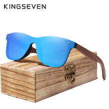 Load image into Gallery viewer, KINGSEVEN 2019 Mens Sunglasses Polarized Walnut Wood Mirror Lens Sun Glasses Women Brand Design Colorful Shades Handmade