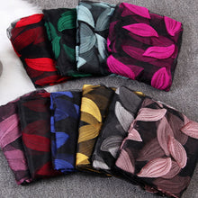 Load image into Gallery viewer, Spring Summer Women Girls Leaves Jacquard Organza Scarf Shawls Sunshade Long Beach Scarves Wraps 65x170cm