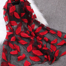 Load image into Gallery viewer, Spring Summer Women Girls Leaves Jacquard Organza Scarf Shawls Sunshade Long Beach Scarves Wraps 65x170cm