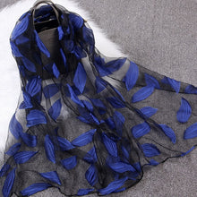 Load image into Gallery viewer, Spring Summer Women Girls Leaves Jacquard Organza Scarf Shawls Sunshade Long Beach Scarves Wraps 65x170cm