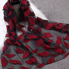 Load image into Gallery viewer, Spring Summer Women Girls Leaves Jacquard Organza Scarf Shawls Sunshade Long Beach Scarves Wraps 65x170cm