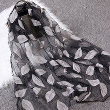 Load image into Gallery viewer, Spring Summer Women Girls Leaves Jacquard Organza Scarf Shawls Sunshade Long Beach Scarves Wraps 65x170cm