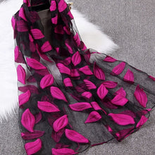 Load image into Gallery viewer, Spring Summer Women Girls Leaves Jacquard Organza Scarf Shawls Sunshade Long Beach Scarves Wraps 65x170cm