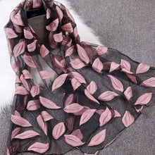 Load image into Gallery viewer, Spring Summer Women Girls Leaves Jacquard Organza Scarf Shawls Sunshade Long Beach Scarves Wraps 65x170cm