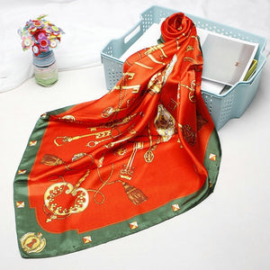 Fashion Scarves for Women Shawl Print Silk Satin Hijab Scarf Female Bandana 90*90cm Luxury Brand Square Shawls Scarfs For Ladies