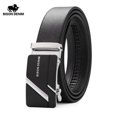 Load image into Gallery viewer, BISON DENIM Men's Genuine Leather Belt Jeans Strap Automatic Buckle Black Belts For Male Gift N71281&amp;N71280