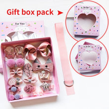 Load image into Gallery viewer, Raindo 18 Pcs/Box Children Cute Hair Accessories Set Baby Fabric Bow Flower Hairpins Barrettes Hair clips Girls Headdress Gift