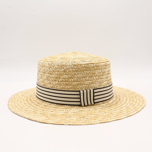 2018 Women Natural Wheat Straw Hat Ribbon Tie 10cm Brim Boater Hat Derby Beach Sun Hat Cap Lady Summer Wide Brim UV Protect Hats