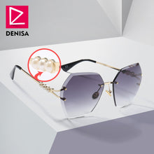 Load image into Gallery viewer, DENISA 2019 Square Rimless Pearl Sunglasses Retro Women Brand Designer Trendy Gradient Polygon Sun Glasses Female UV400 G23023
