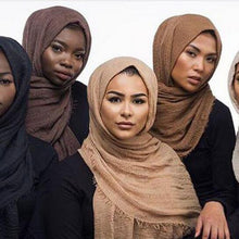 Load image into Gallery viewer, bubble plain scarf/cotton scarf fringes women soft solid hijab popular muffler shawls big pashmina wrap hijab scarves 55 colors