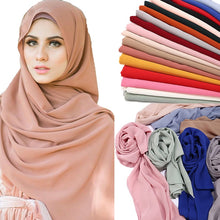 Load image into Gallery viewer, 1 pc High quality Crinkle chiffon hijab scarf shawls Ladies muslim fashion plain wraps headband long scarves/scarf 180*75cm