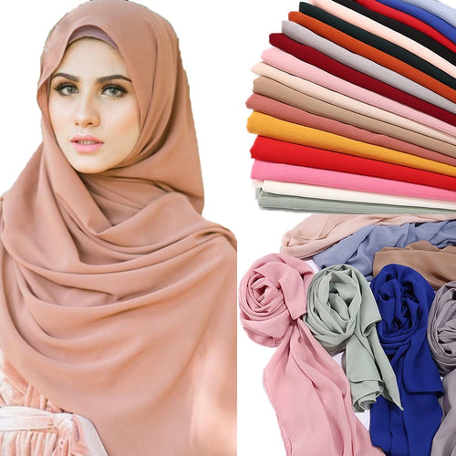 1 pc High quality Crinkle chiffon hijab scarf shawls Ladies muslim fashion plain wraps headband long scarves/scarf 180*75cm